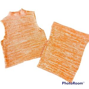 Orange Knit Tank & Skirt Set